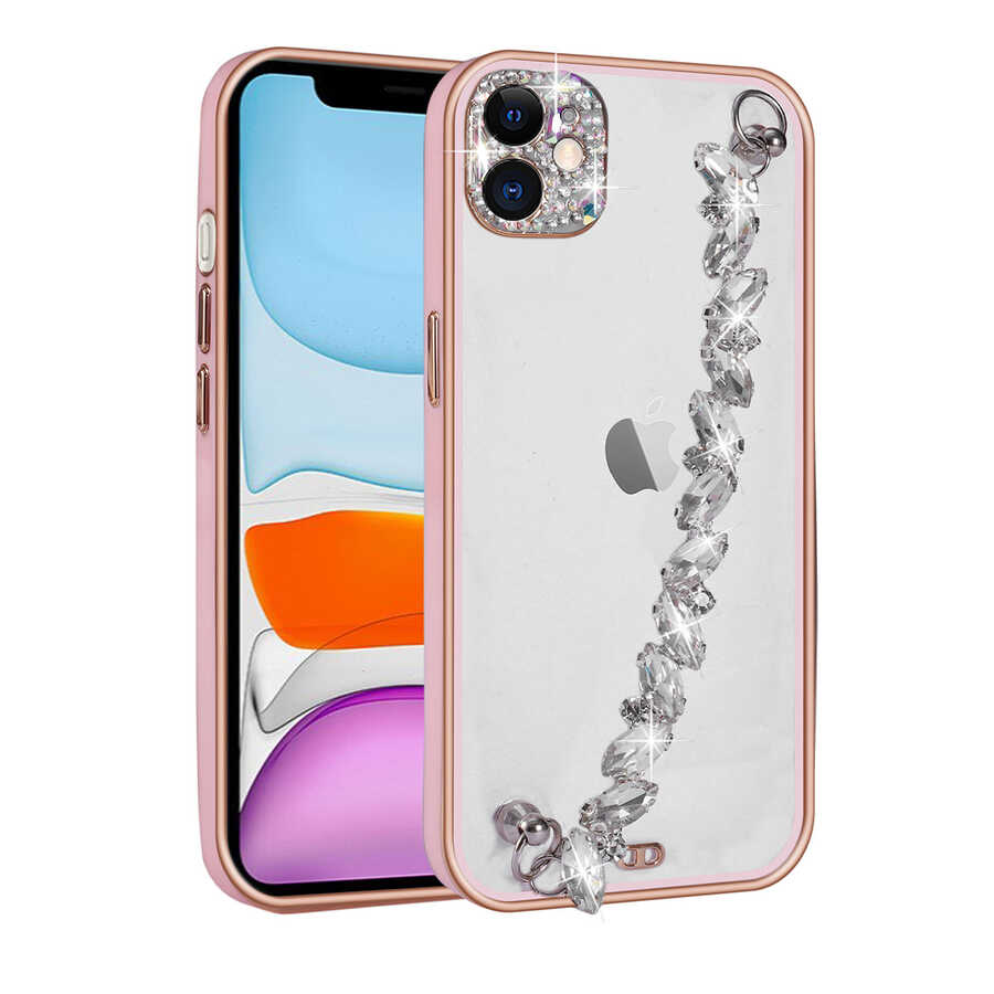 Apple iPhone 11 Kılıf Taş Süslemeli Kamera Korumalı El Tutamaçlı Zore Blazer Kapak