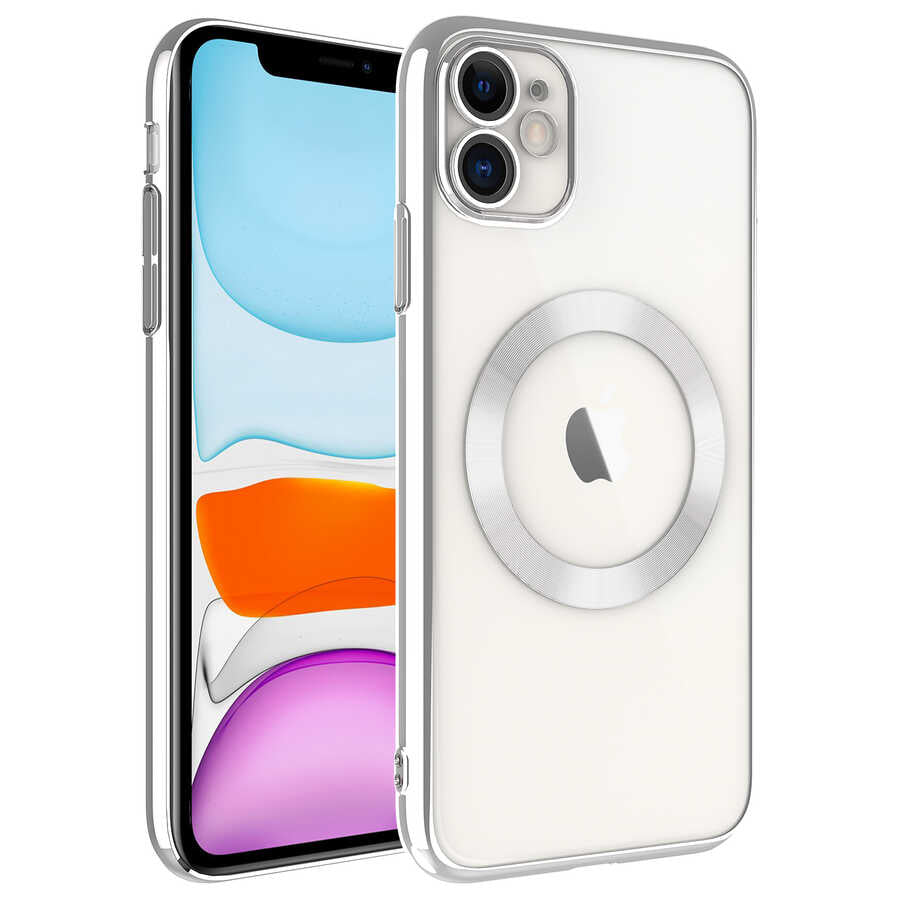 Apple iPhone 11 Kılıf Wireless Şarj Özellikli Sert PC Zore Riksos M-safe Kapak