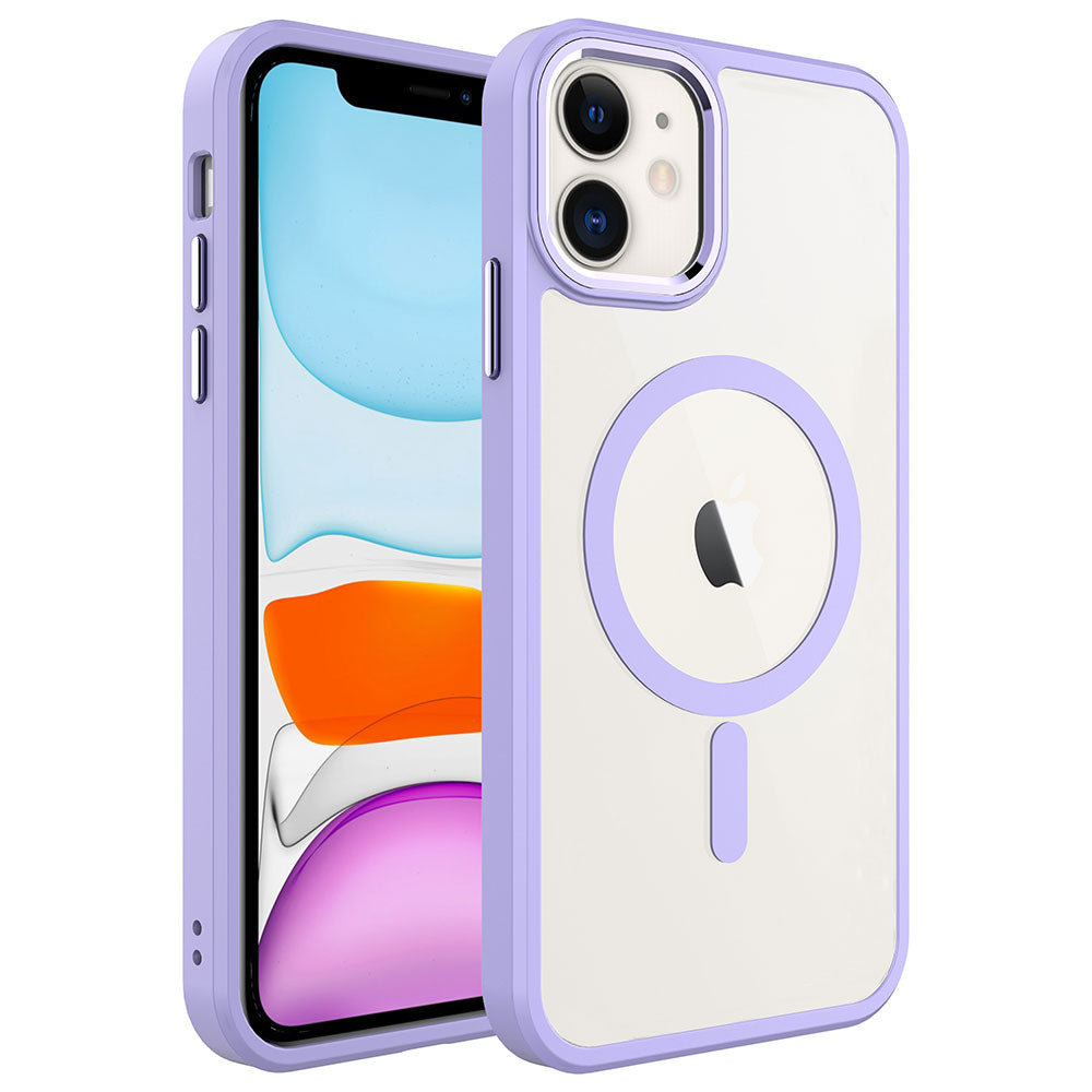 Apple iPhone 11 Kılıf Wireless Şarj Özellikli Zore Krom M-safe Silikon Kapak