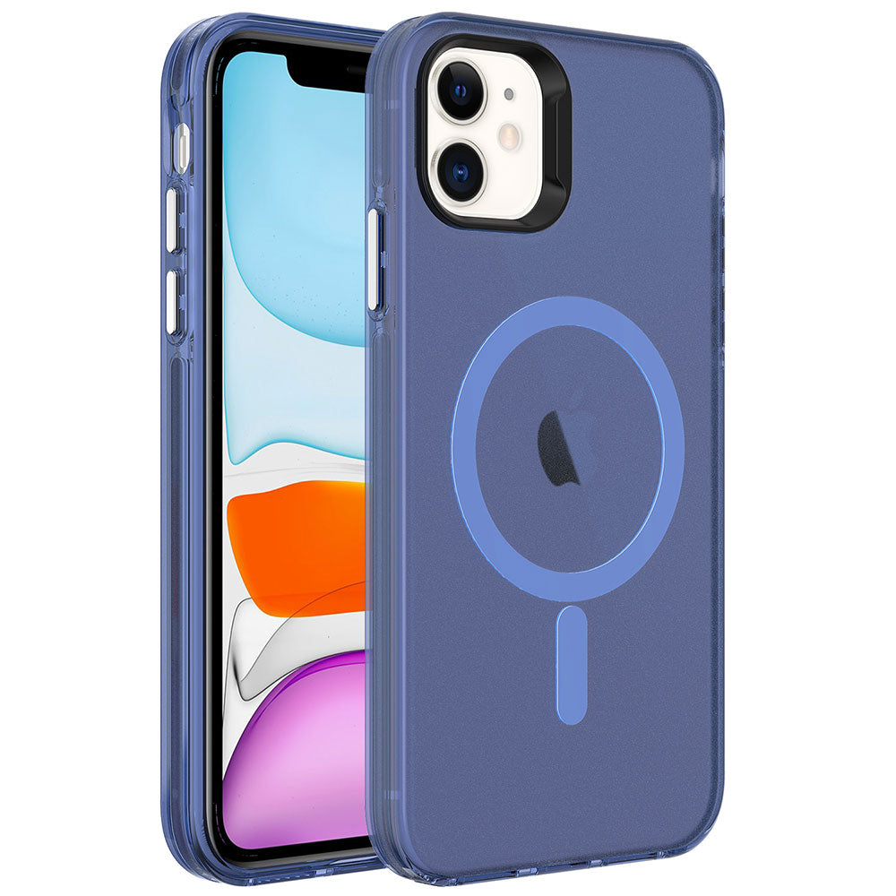 Apple iPhone 11 Kılıf Zore M-safe Şarj Özellikli Buzlu Transparan C-Pro Sert Kapak