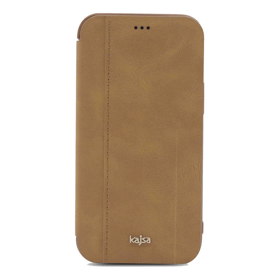 Apple iPhone 12 Kılıf Kajsa Dale Serisi Parallel PU Folio Kapaklı Kılıf