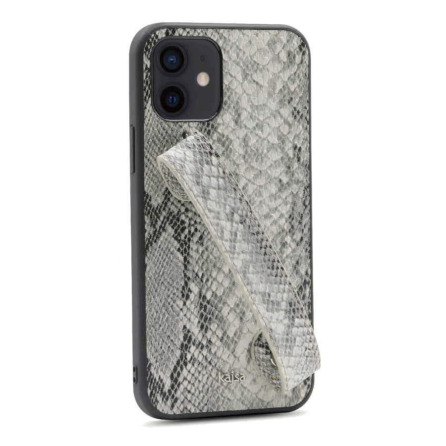 Apple iPhone 12 Kılıf Kajsa Glamorous Serisi Snake Handstrap Kapak