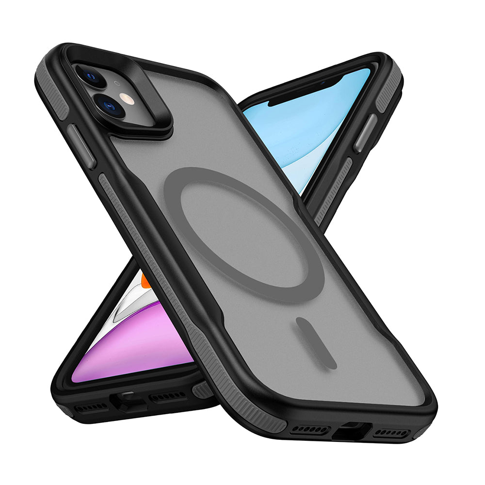 Apple iPhone 12 Kılıf M-safe Şarj Özellikli Renkli Kenar Airbag Şeritli Zore Lamer Kapak