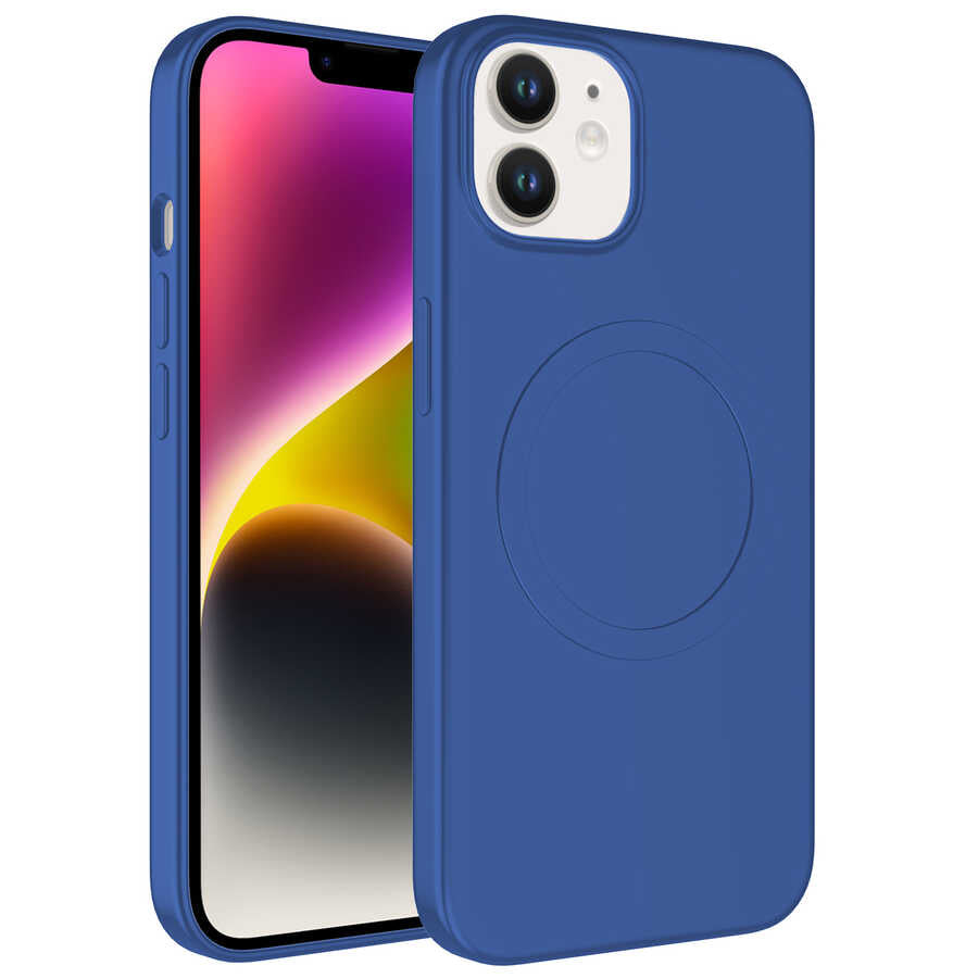 Apple iPhone 12 Kılıf M-safe Wireless Şarj Özellikli Pastel Renk Silikon Zore Plas Kapak