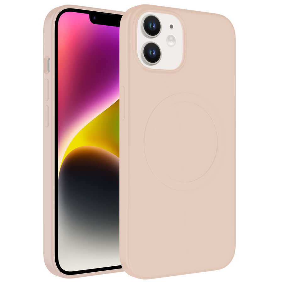 Apple iPhone 12 Kılıf M-safe Wireless Şarj Özellikli Pastel Renk Silikon Zore Plas Kapak