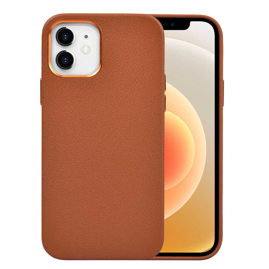 Apple iPhone 12 Kılıf Wiwu Calfskin Kapak Lacivert