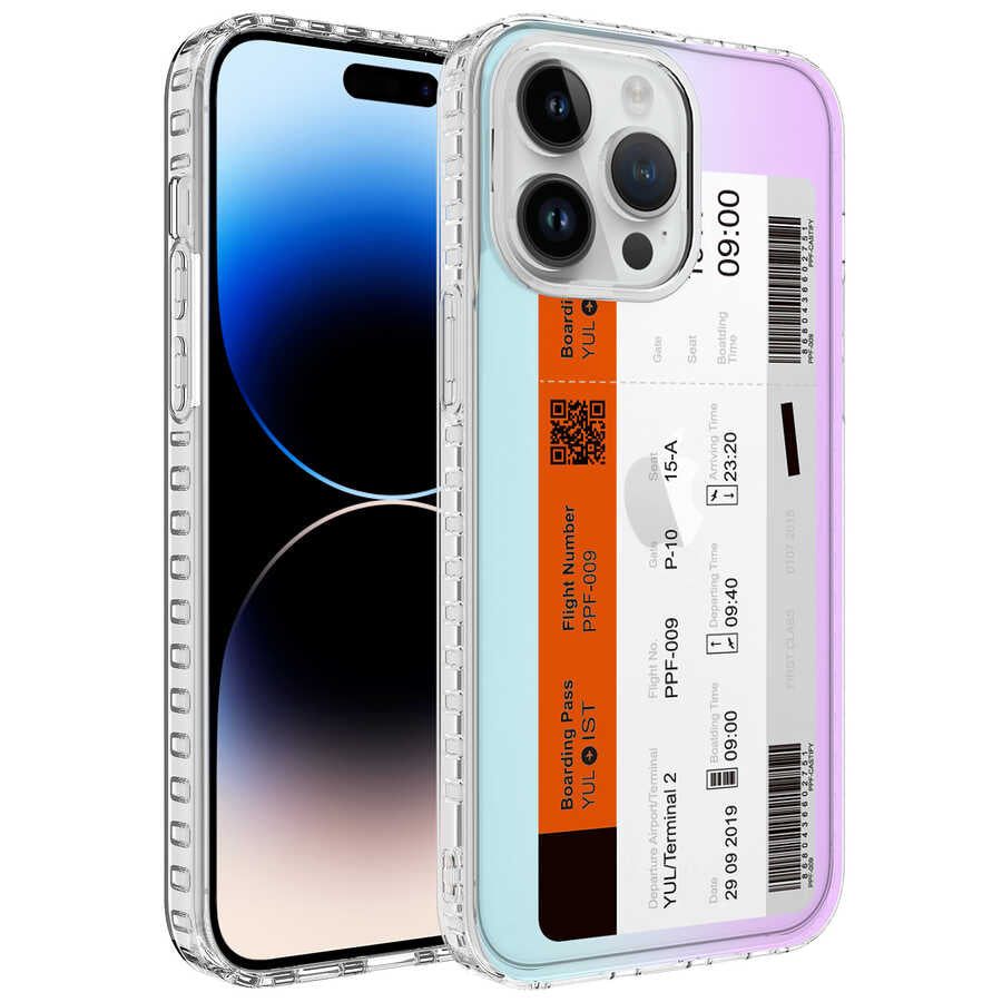 Apple iPhone 12 Pro Kılıf Airbag Kenarlı Renkli Desenli Silikon Zore Elegans Kapak