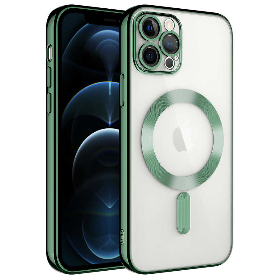 Apple iPhone 12 Pro Kılıf Kamera Korumalı M-safe Wireless Şarj Özellikli Zore Demre Kapak