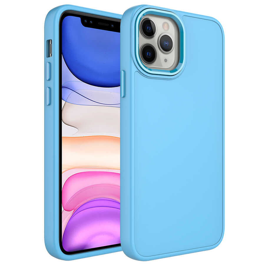 Apple iPhone 12 Pro Kılıf Metal Çerçeve ve Buton Tasarımlı Silikon Zore Luna Kapak