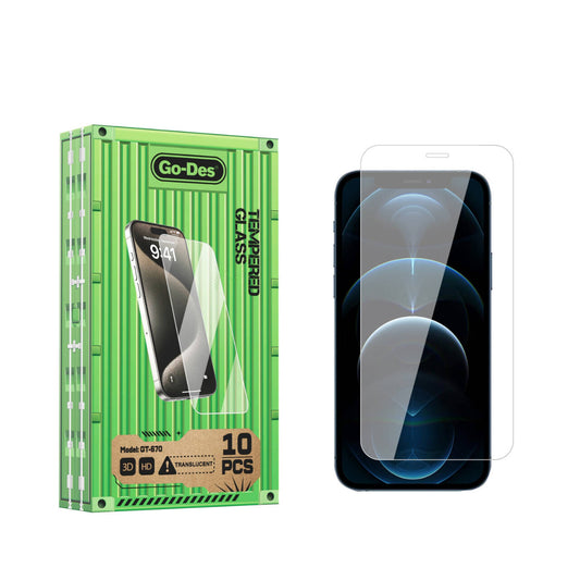 Apple iPhone 12 Pro Max Go Des Parmak İzi Bırakmayan 9H Oleofobik Bom Glass Ekran Koruyucu Renksiz