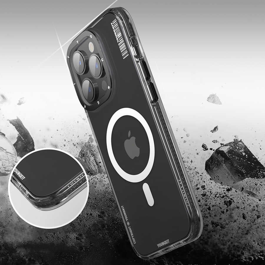 Apple iPhone 12 Pro Max Kılıf M-safe Şarj Özellikli YoungKit Exquisite Serisi Kapak Siyah