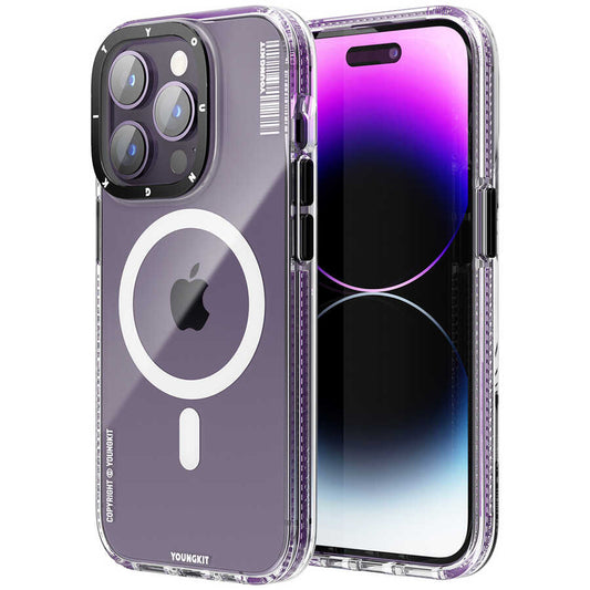 Apple iPhone 12 Pro Max Kılıf M-safe Şarj Özellikli YoungKit Exquisite Serisi Kapak Mor