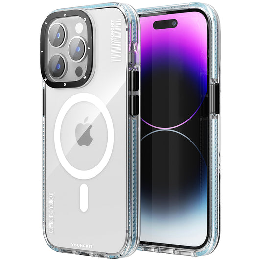 Apple iPhone 12 Pro Max Kılıf M-safe Şarj Özellikli YoungKit Exquisite Serisi Kapak Mavi