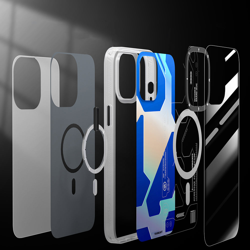 Apple iPhone 12 Pro Max Kılıf M-safe Şarj Özellikli YoungKit Metaverse Serisi Kapak Turuncu