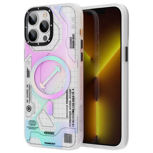 Apple iPhone 12 Pro Max Kılıf M-safe Şarj Özellikli YoungKit Metaverse Serisi Kapak Beyaz