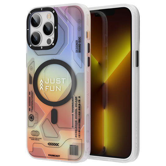 Apple iPhone 12 Pro Max Kılıf M-safe Şarj Özellikli YoungKit Metaverse Serisi Kapak Yeşil