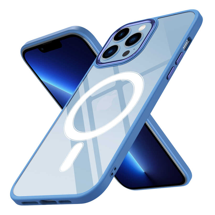 Apple iPhone 12 Pro Max Kılıf Wireless Şarj Özellikli Zore Krom M-safe Silikon Kapak