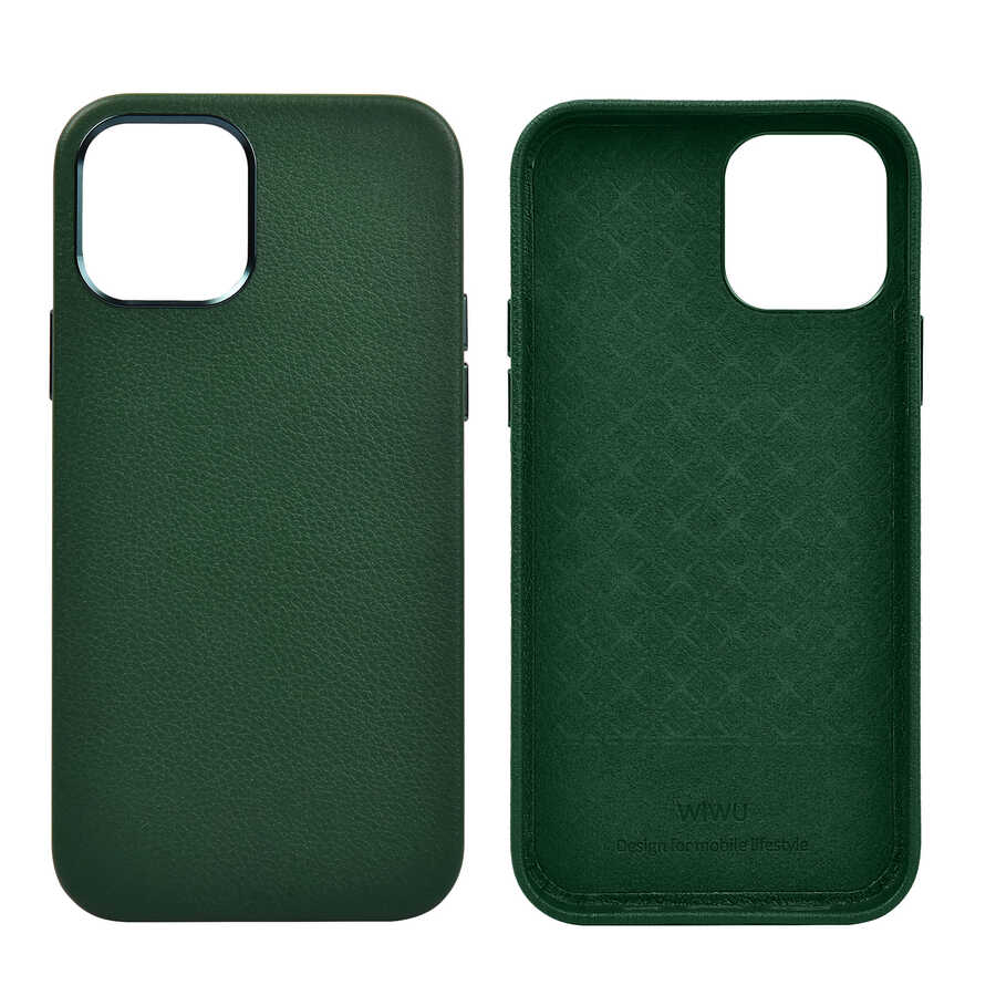 Apple iPhone 12 Pro Max Kılıf Wiwu Calfskin Kapak Lacivert