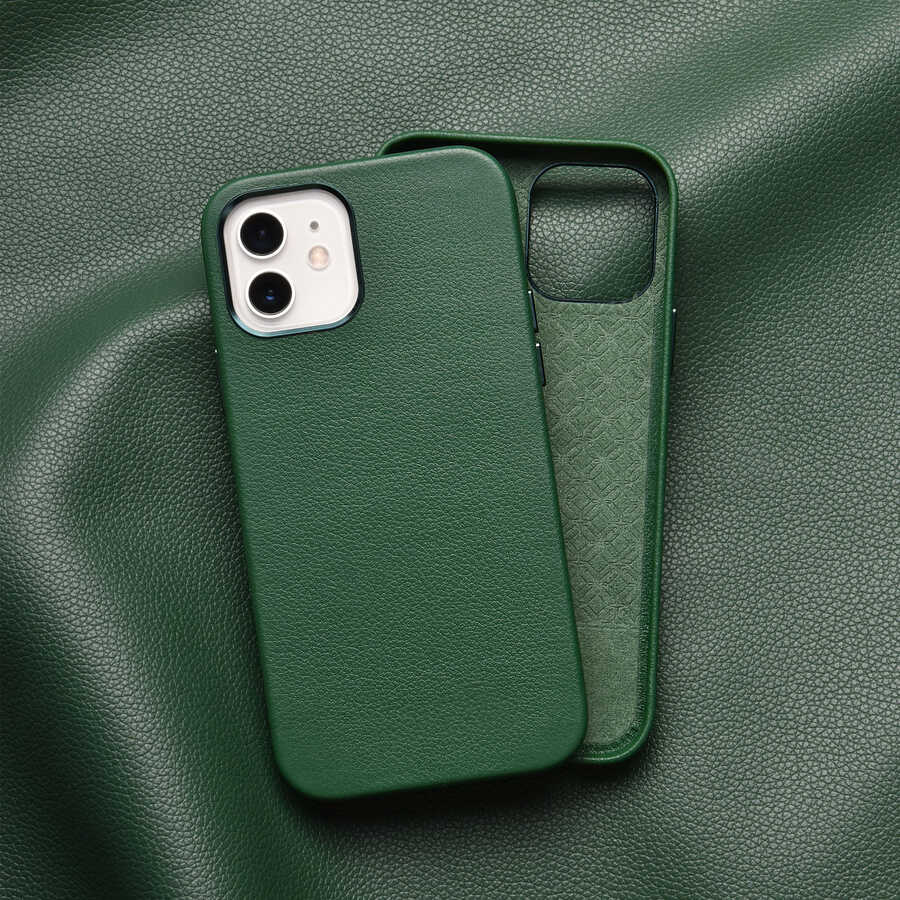 Apple iPhone 12 Pro Max Kılıf Wiwu Calfskin Kapak Yeşil