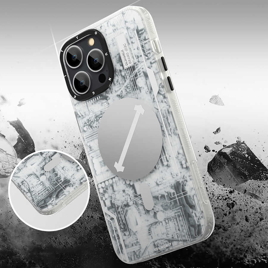 Apple iPhone 12 Pro Max Kılıf YoungKit Technology Serisi Kapak Beyaz