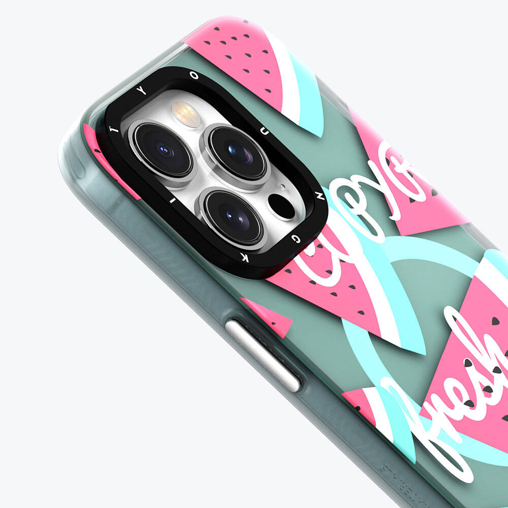 Apple iPhone 13 Kılıf M-safe Şarj Özellikli Yaz Meyvesi Desenli Youngkit Fruity Flavour Serisi Kapak Pembe