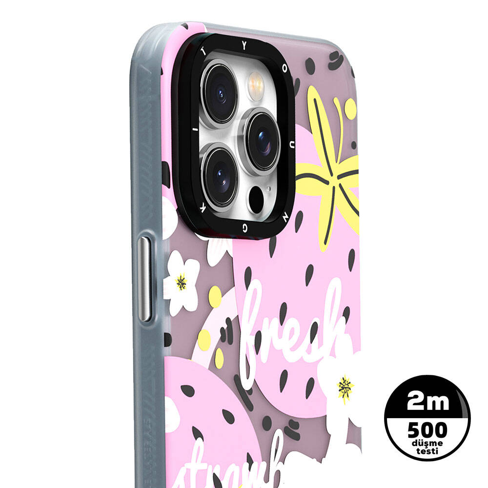 Apple iPhone 13 Kılıf M-safe Şarj Özellikli Yaz Meyvesi Desenli Youngkit Fruity Flavour Serisi Kapak Pembe