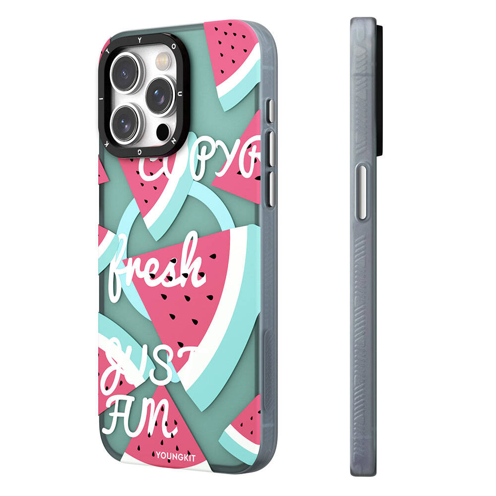 Apple iPhone 13 Kılıf M-safe Şarj Özellikli Yaz Meyvesi Desenli Youngkit Fruity Flavour Serisi Kapak Pembe