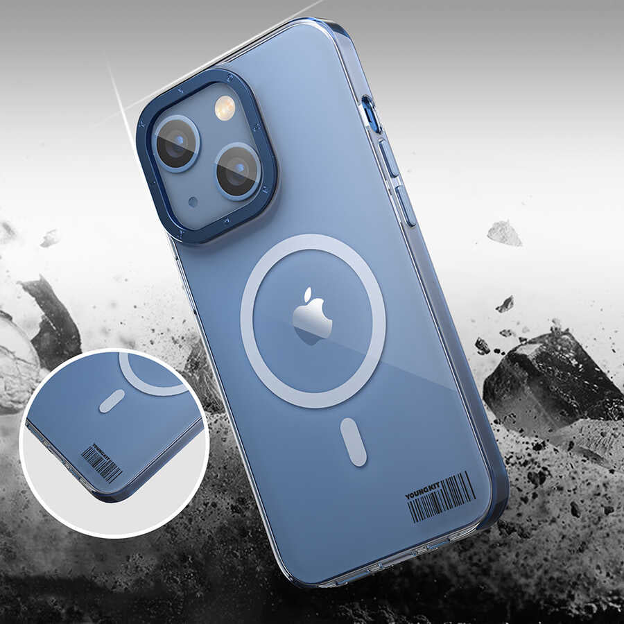 Apple iPhone 13 Kılıf M-safe Şarj Özellikli Youngkit Coloured Glaze Serisi Kapak Derin Mor