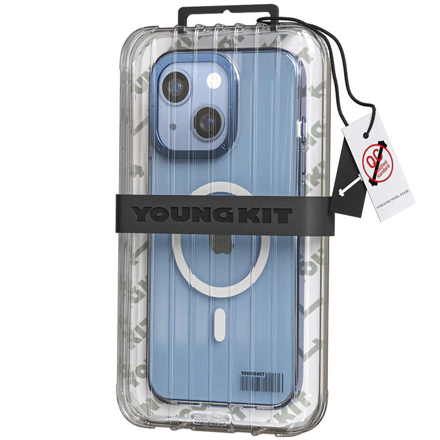Apple iPhone 13 Kılıf M-safe Şarj Özellikli Youngkit Coloured Glaze Serisi Kapak Siyah