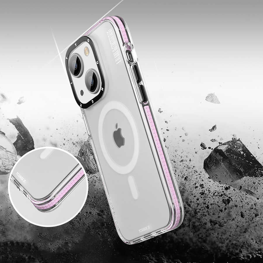 Apple iPhone 13 Kılıf M-safe Şarj Özellikli Youngkit Jane Sand Serisi Kapak Derin Mor