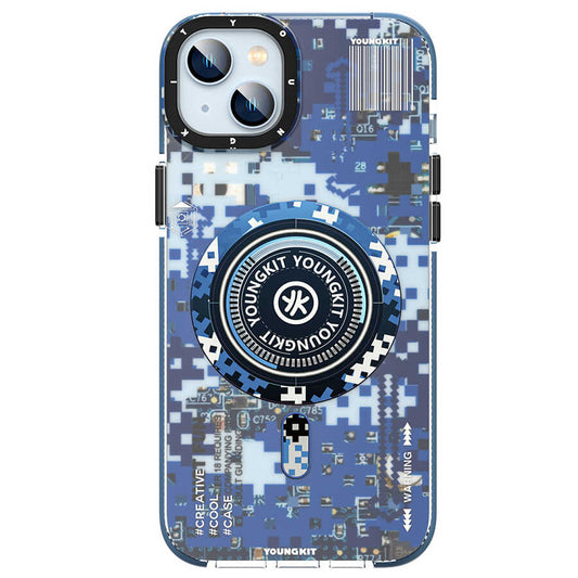 Apple iPhone 13 Kılıf M-safe Şarj Özellikli YoungKit Kamuflaj Serisi Kapak Yeşil