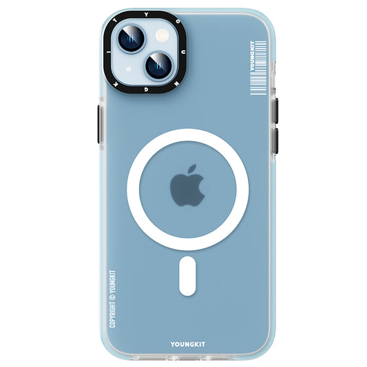 Apple iPhone 13 Kılıf M-safe Şarj Özellikli Youngkit Mat Jane Sand Serisi Kapak Mavi