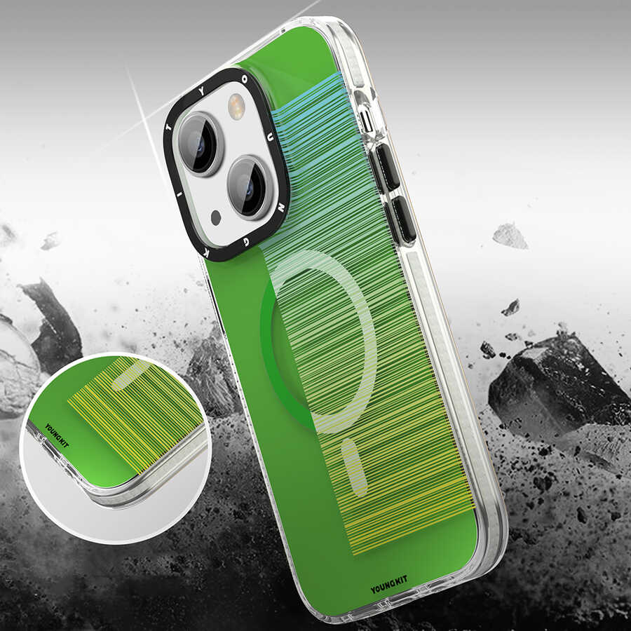 Apple iPhone 13 Kılıf M-safe Şarj Özellikli Youngkit Pure Serisi Kapak Gri