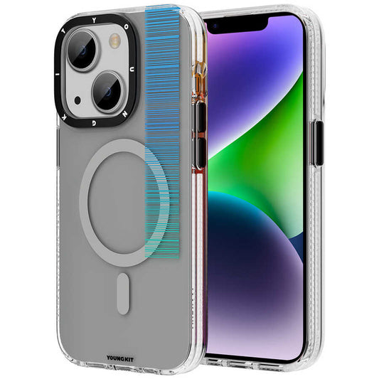 Apple iPhone 13 Kılıf M-safe Şarj Özellikli Youngkit Pure Serisi Kapak Gri