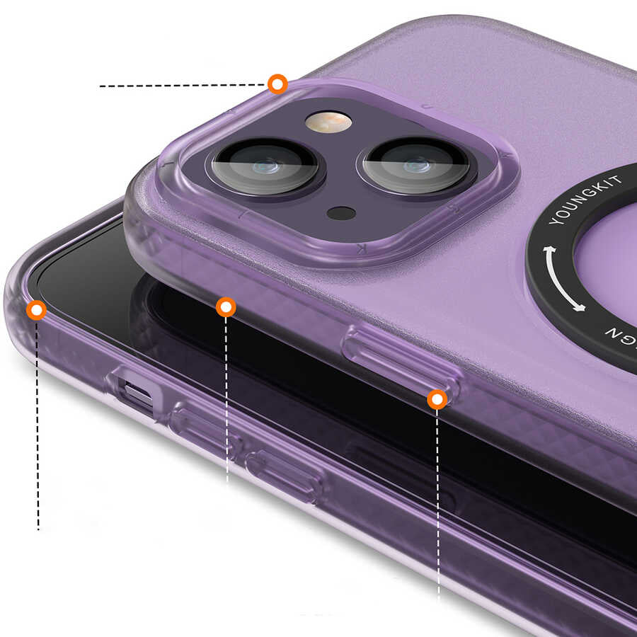 Apple iPhone 13 Kılıf M-safe Şarj Özellikli Youngkit Rock Serisi Kapak Beyaz