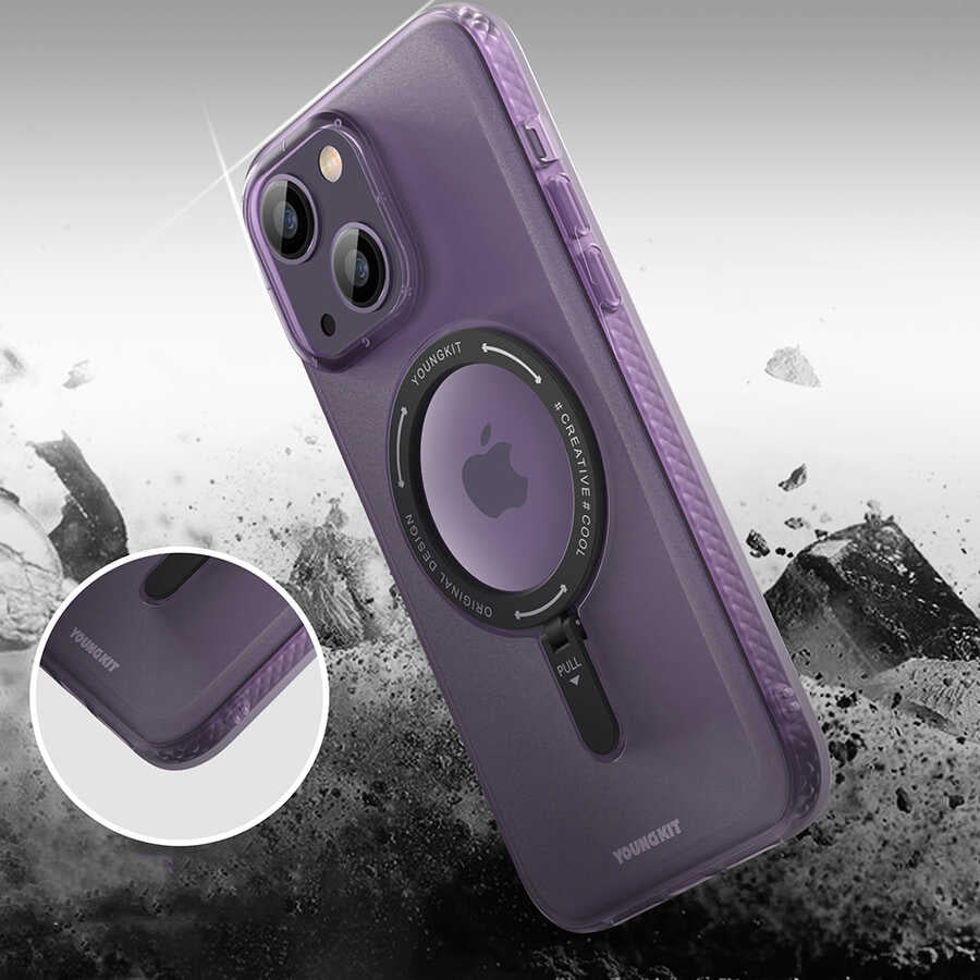 Apple iPhone 13 Kılıf M-safe Şarj Özellikli Youngkit Rock Serisi Kapak Beyaz