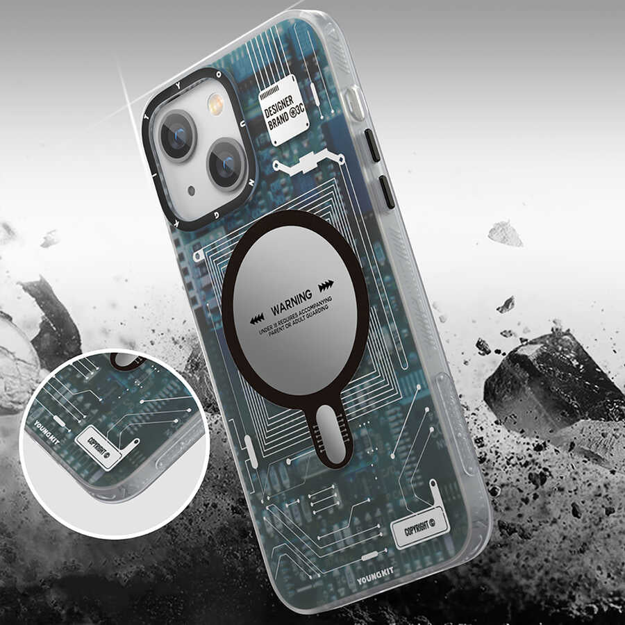 Apple iPhone 13 Kılıf M-safe Şarj Özellikli YoungKit Technology Serisi Kapak Kırmızı