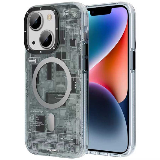 Apple iPhone 13 Kılıf M-safe Şarj Özellikli YoungKit Technology Serisi Kapak Siyah
