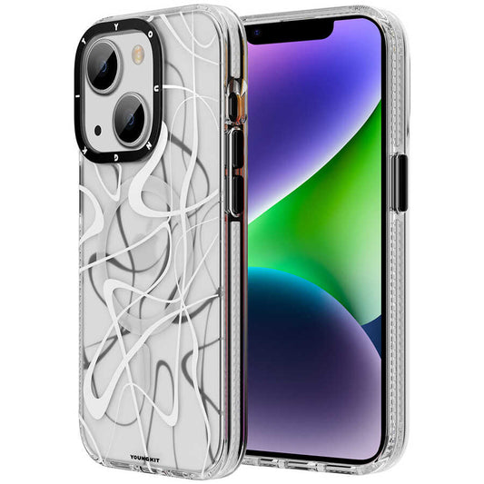Apple iPhone 13 Kılıf M-safe Şarj Özellikli Youngkit Water-Ink Serisi Kapak Beyaz