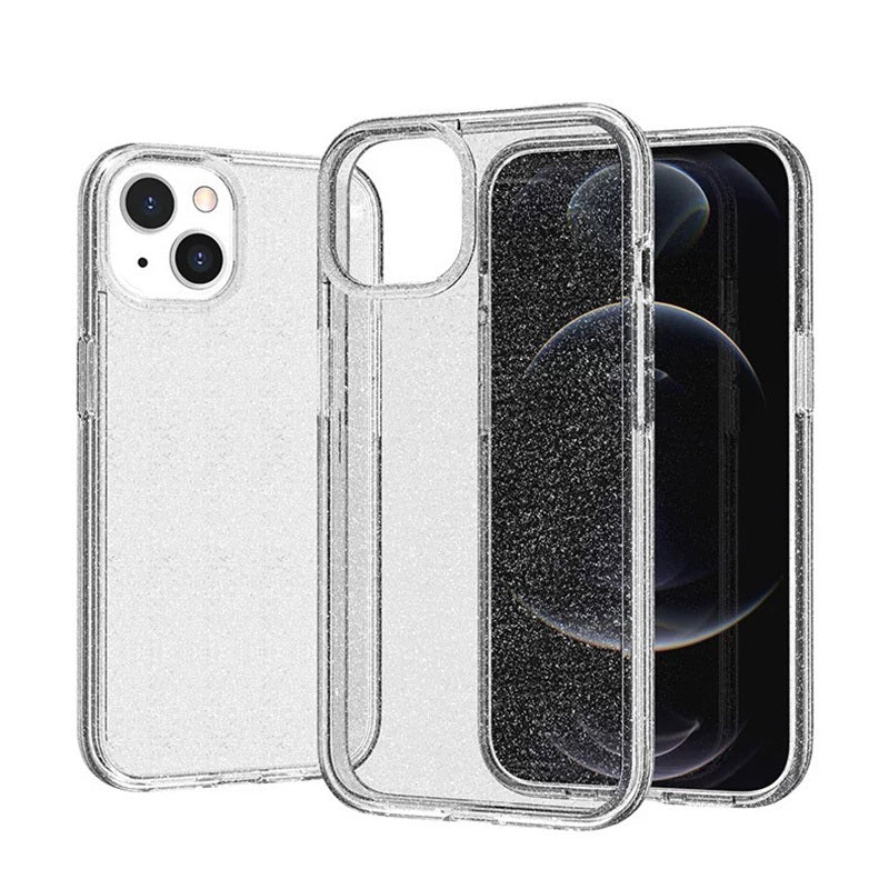 Apple iPhone 13 Kılıf Parlayan Simli Şeffaf Zore Redos Kapak