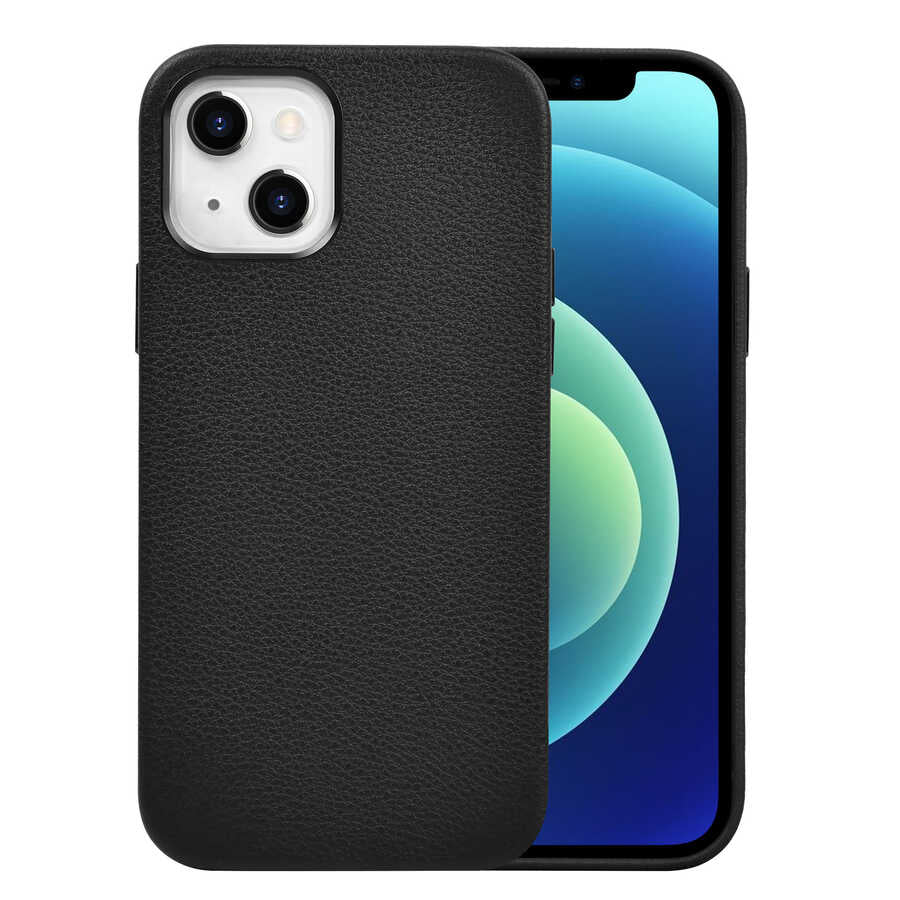 Apple iPhone 13 Kılıf Wiwu Calfskin Kapak Siyah