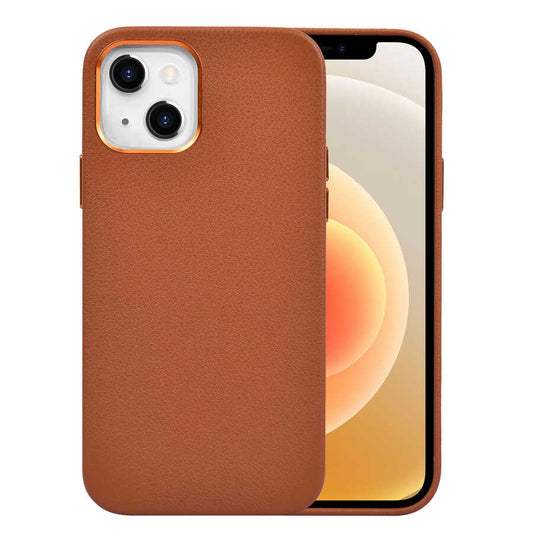 Apple iPhone 13 Kılıf Wiwu Calfskin Kapak Kahverengi