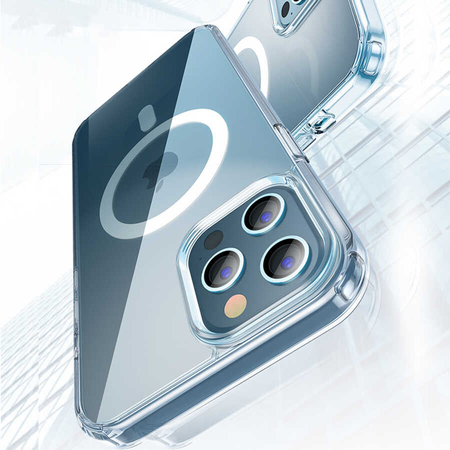 Apple iPhone 13 Kılıf Wiwu Magnetic Crystal Kapak Renksiz