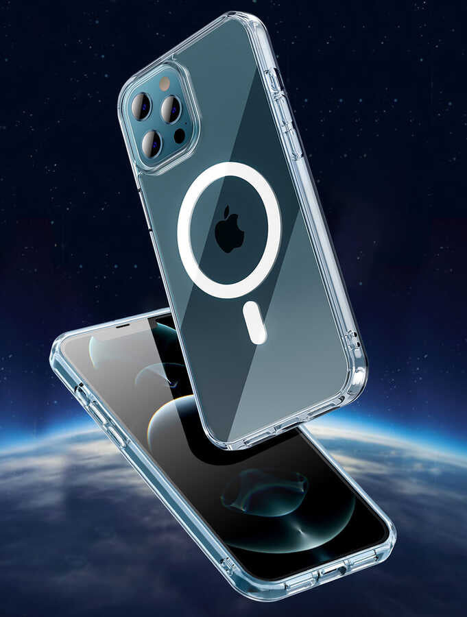 Apple iPhone 13 Kılıf Wiwu Magnetic Crystal Kapak Renksiz