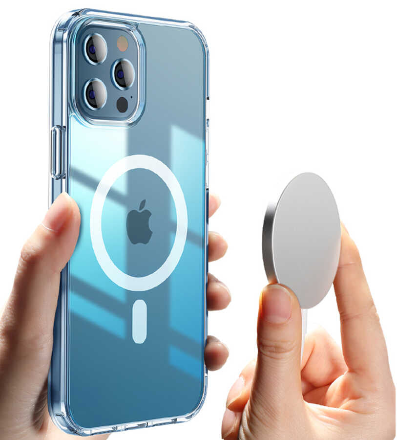 Apple iPhone 13 Kılıf Wiwu Magnetic Crystal Kapak Renksiz