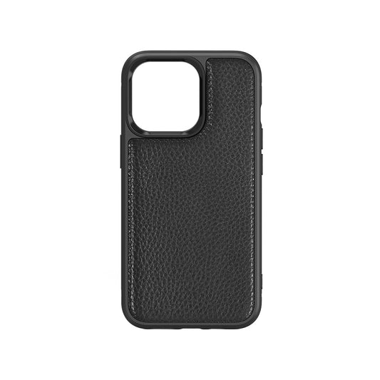 Apple iPhone 13 Mini Kılıf Wiwu Genuine Leather Plastic Calfskin Orjinal Deri Kapak Siyah