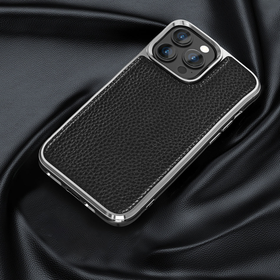 Apple iPhone 13 Mini Kılıf Wiwu Genuine Leather Silver Calfskin Orjinal Deri Kapak Yeşil