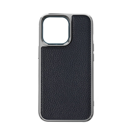 Apple iPhone 13 Mini Kılıf Wiwu Genuine Leather Silver Calfskin Orjinal Deri Kapak Mavi