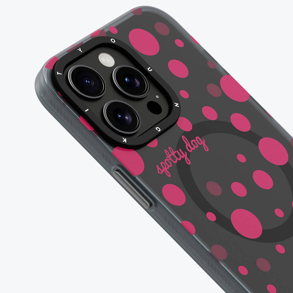 Apple iPhone 13 Pro Kılıf M-safe Şarj Özellikli Polka Dot Desenli Youngkit Spots Serisi Kapak Pembe