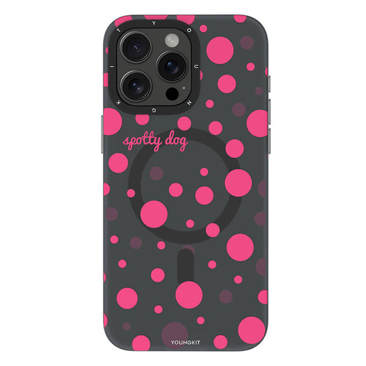 Apple iPhone 13 Pro Kılıf M-safe Şarj Özellikli Polka Dot Desenli Youngkit Spots Serisi Kapak Gri